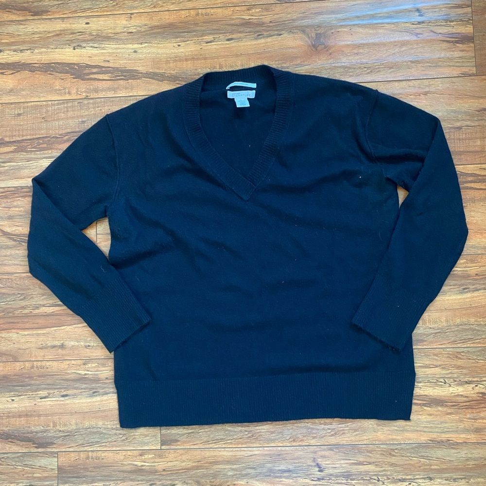 Nordstrom Signature 100% Cashmere V-Neck Sweater Black Mens Size (large)
